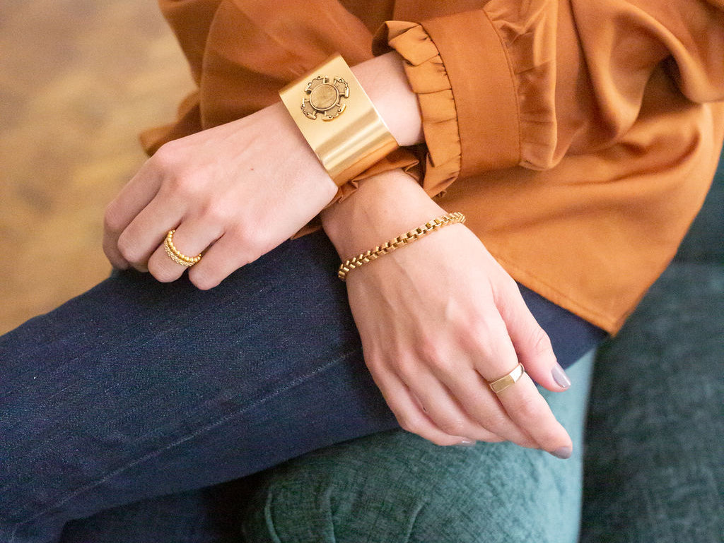 Statement Cuff Bracelet with Custom Monogram