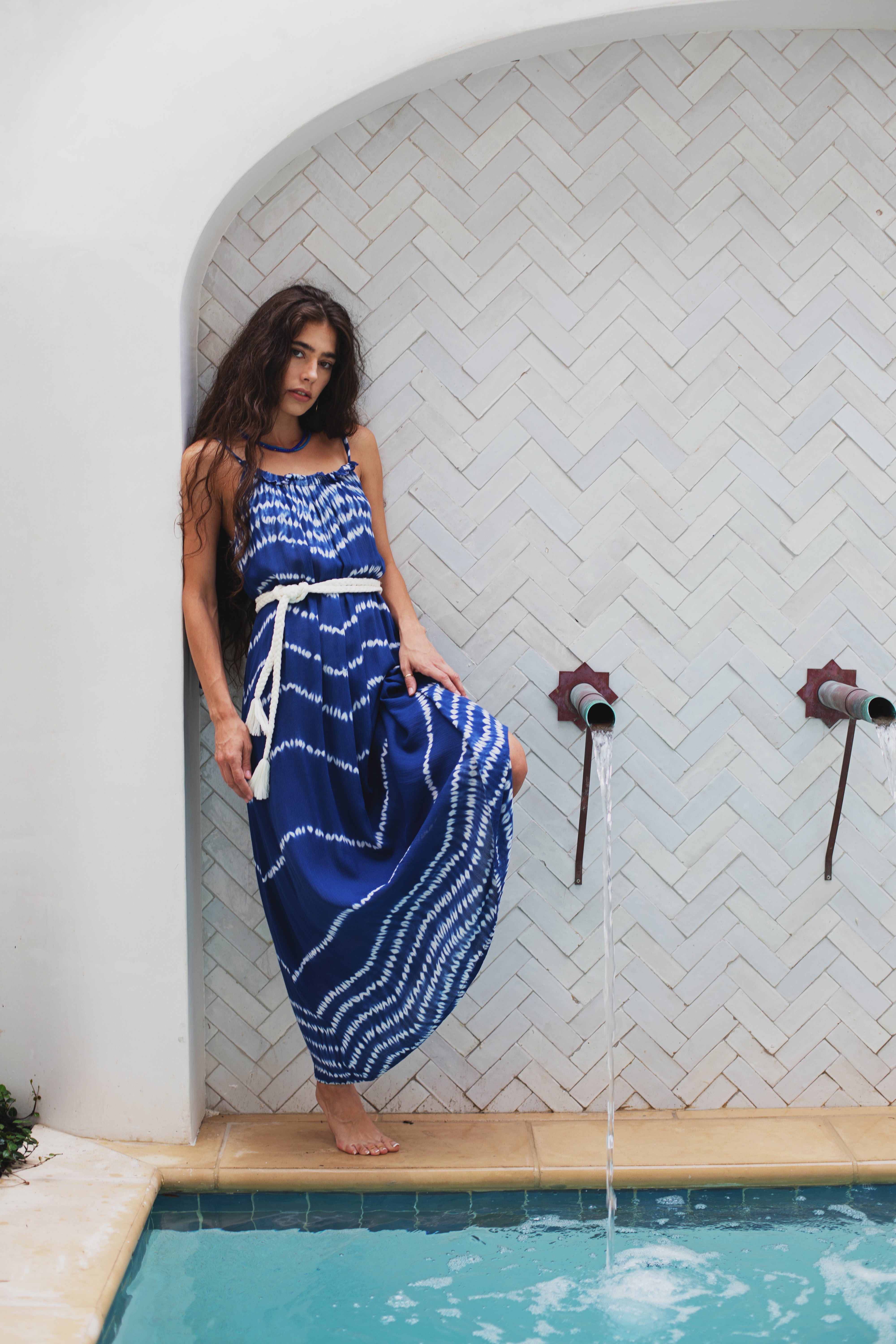 Iris Maxi Sundress in Blue Tie Dye by ExVoto – Ex Voto Vintage