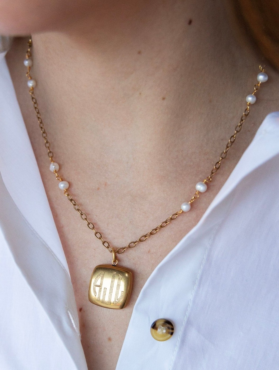 ★LOVE ME MONSTER★Mini Initial Necklace Mini Initial Choker Necklace - Gold Vermeil - Oak & Luna