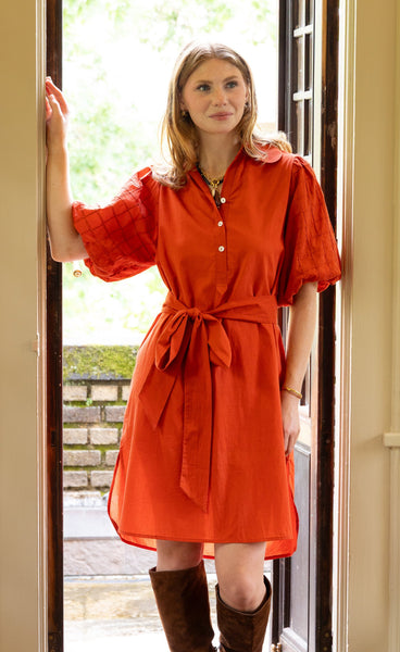 Leslie Mini Dress in Red Clay by ExVoto – Ex Voto Vintage