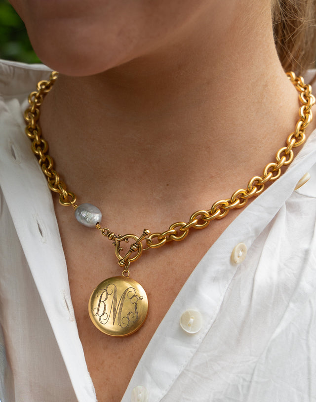 Custom Machine Engraved 18" Perry Necklace and Frances Locket