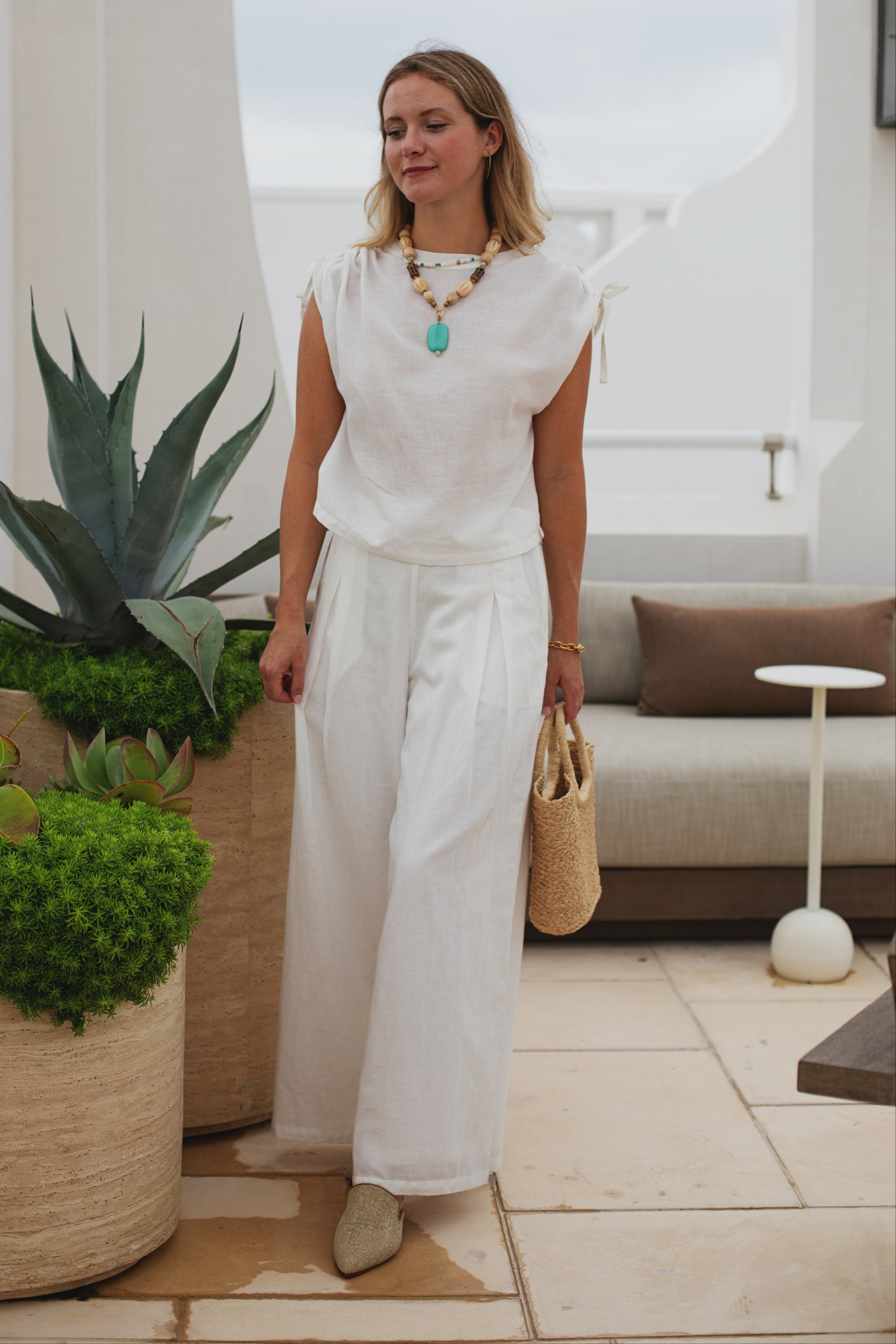 パンツ 80s 90s EURO linen 2-tuck trousers ivory パンツ 80s 90s EURO linen 2-tuck trousers ivory パンツ 80s