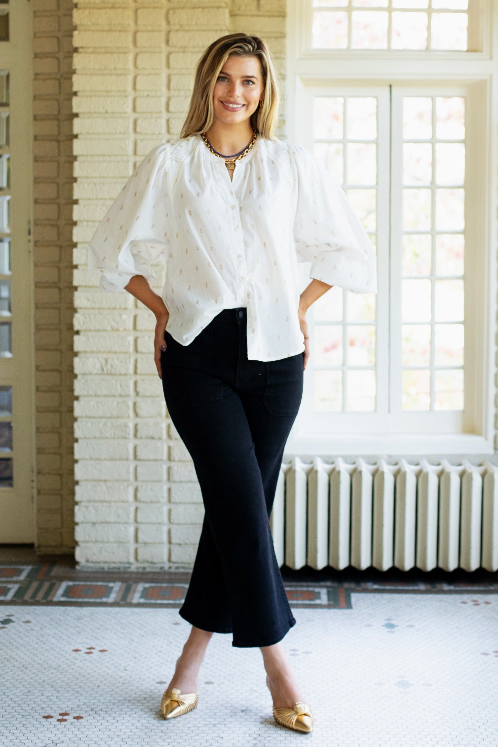【Acka.】puffy gather blouse white Acka. puffy gather blouse white