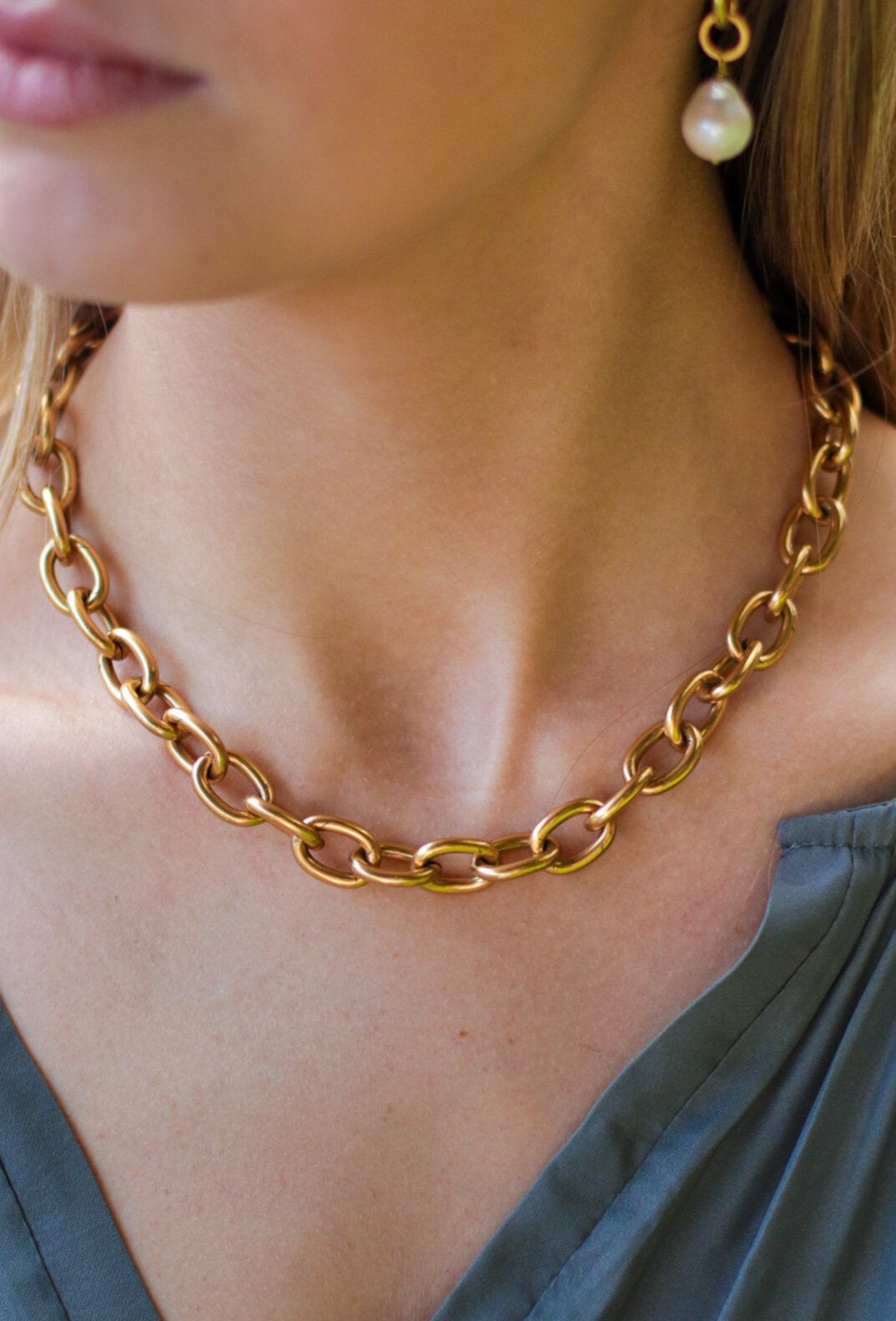 ★VINTAGE HOLLYWOOD★ Pretzel Necklace_VH23N6NE001B Vintage 1990s Gold Plated Pretzel Link Necklace 16” | eBay