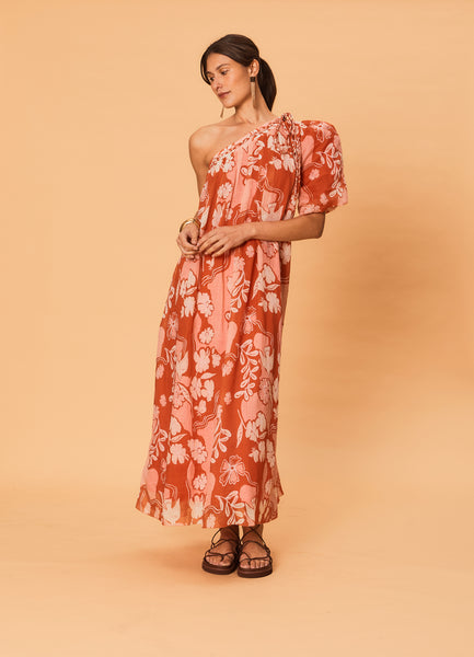 Akira One Shoulder Dress in Bird Floral by La Maise – Ex Voto Vintage
