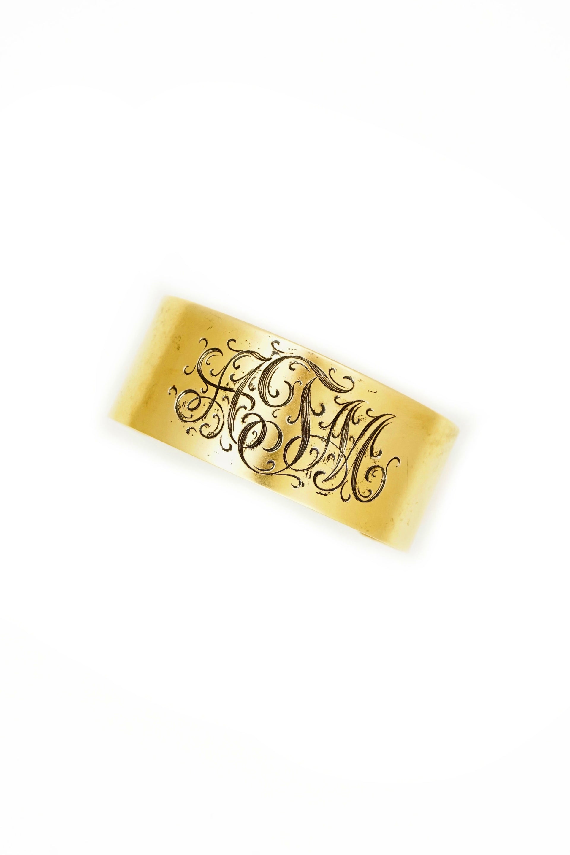 Custom Machine Engraved Wide Monogram Cuff Bracelet