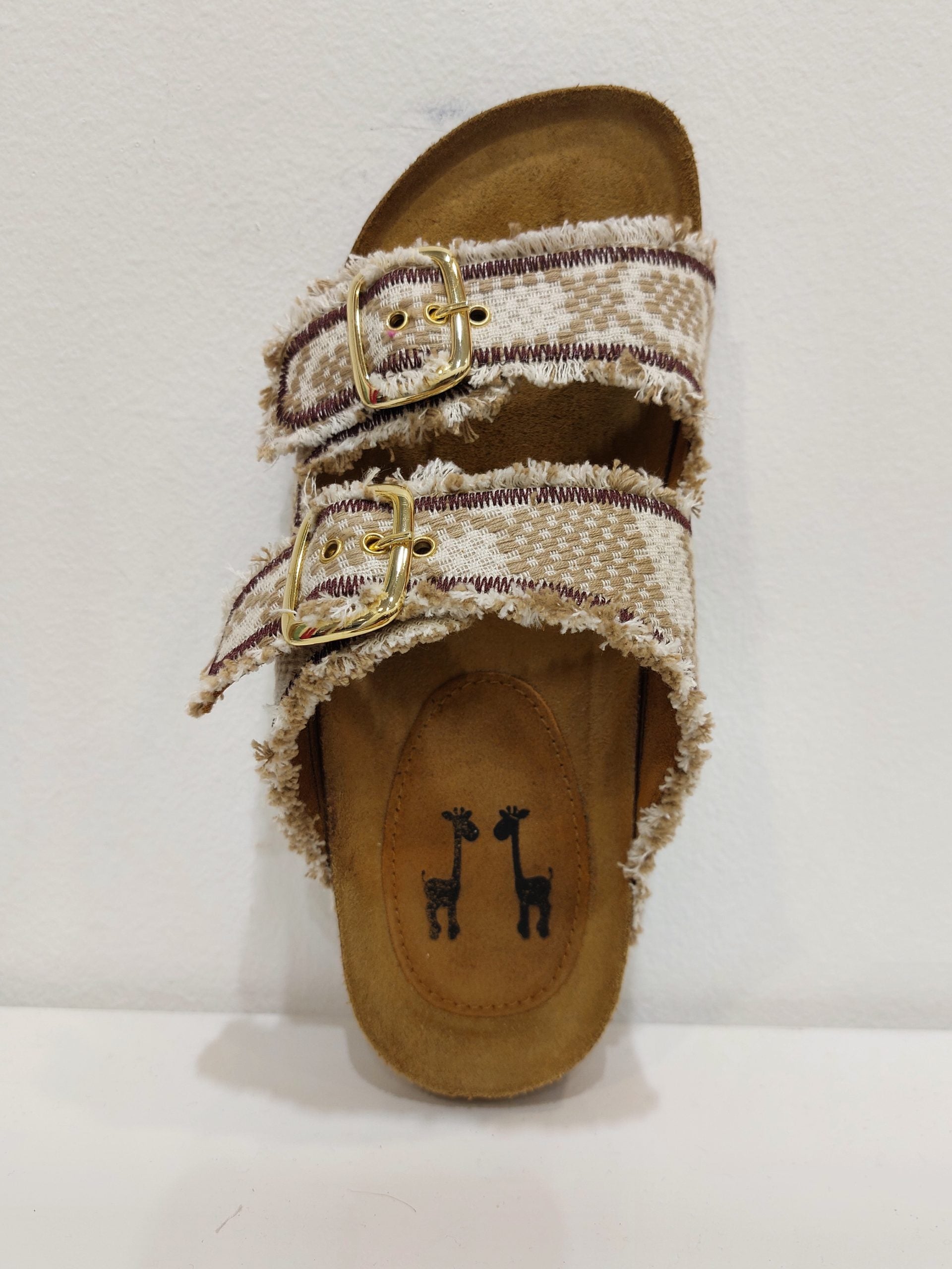 サンダル・ミュール Leather Sandals Insole Embroidery Leather Sandals Womens 5 Brown Made in Mexico Embroidered