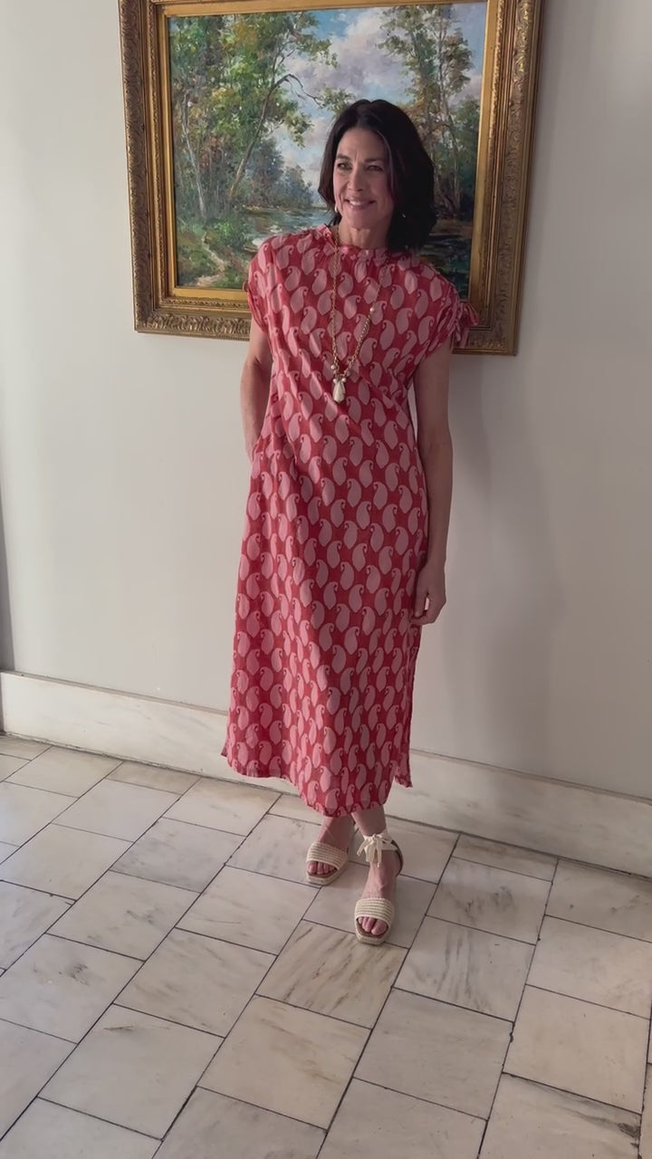 Cam Maxi Dress in Brandied Apricot & Ginger Blockprint by ExVoto
